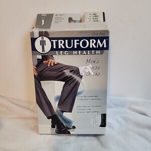 Truform Mens 8-15 mmHg Knee High Dress Support Socks 1942 BLACK LARGE Nib